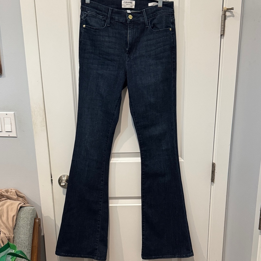 Frame Denim Dark Indigo Flare Jeans